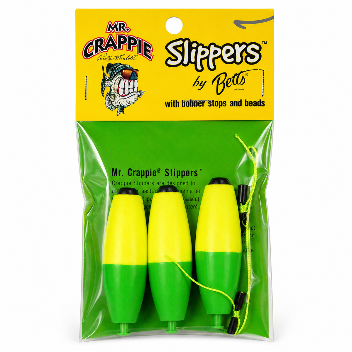 Mr Crappe Slippers with Bobber Stops and Beads
