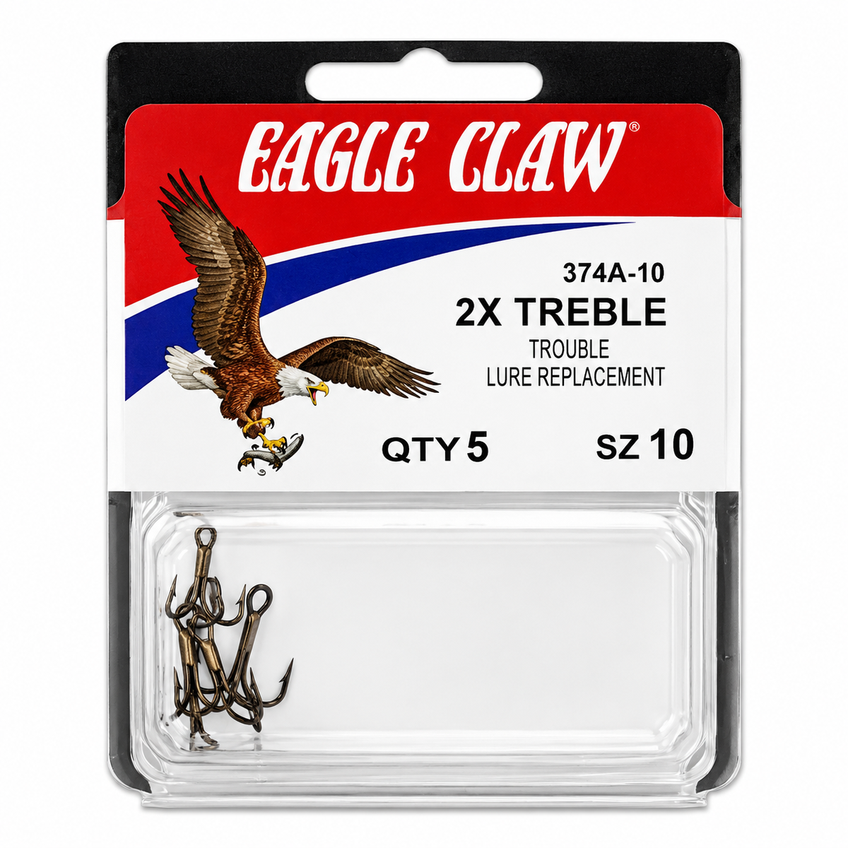 Eagle Claw Size 10 2X Treble Hook Lure Replacements