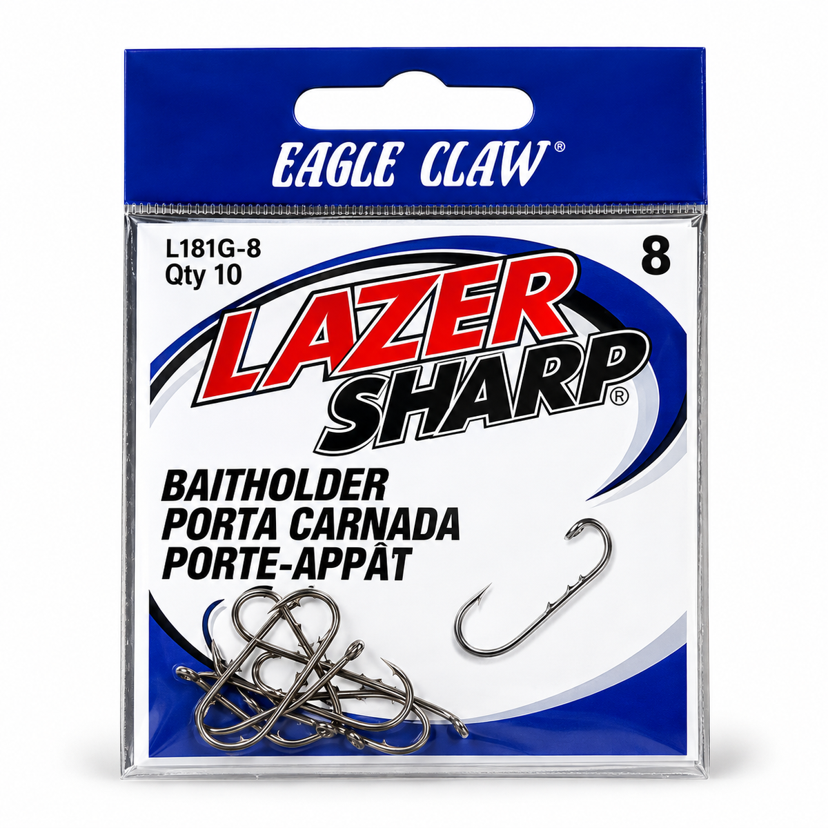 Eagle Claw Lazer Sharp Size 8 Baitholder Hooks